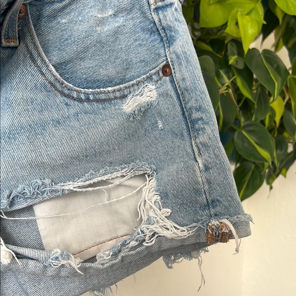 Levi's Blue Distressed Jean Shorts - Picture 4 of 6